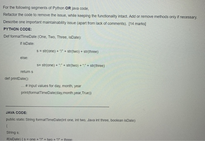Solved For the following segments of Python OR java | Chegg.com