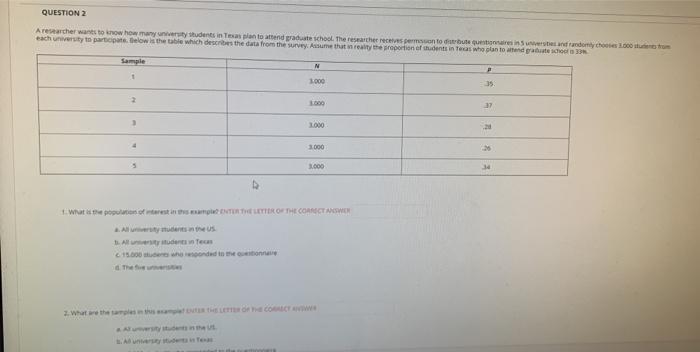 Solved QUESTION 2 Aresearcher wants to know how many | Chegg.com