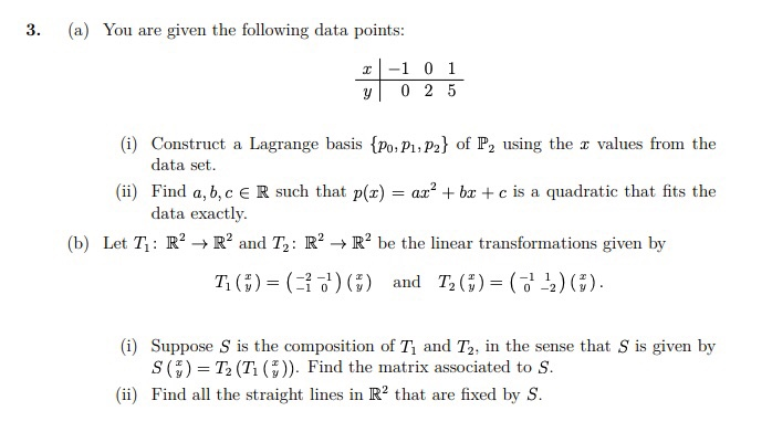 Solved 3. (a) You are given the following data points: 1-1 0 | Chegg.com