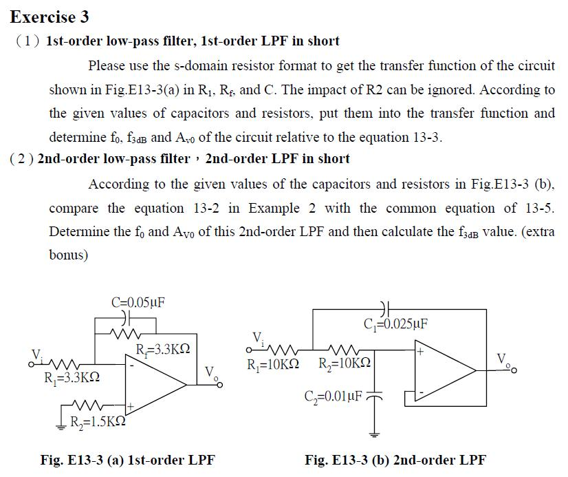 Solved lst-order low-pass filter, lst-order LPF in short | Chegg.com