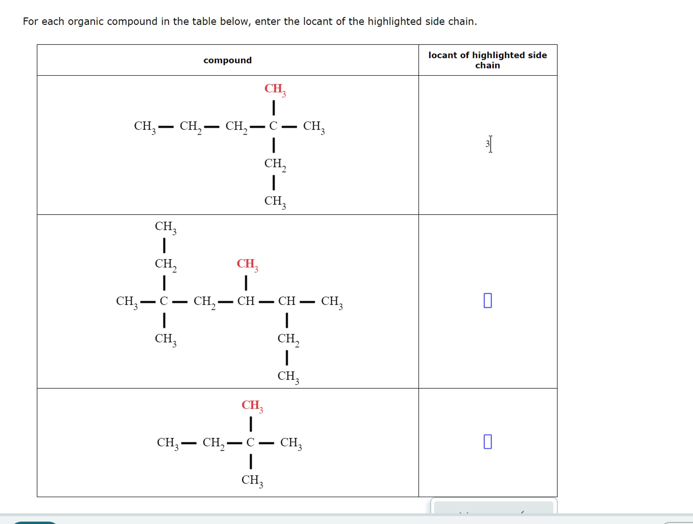 Solved For each organic compound in the table below, enter | Chegg.com