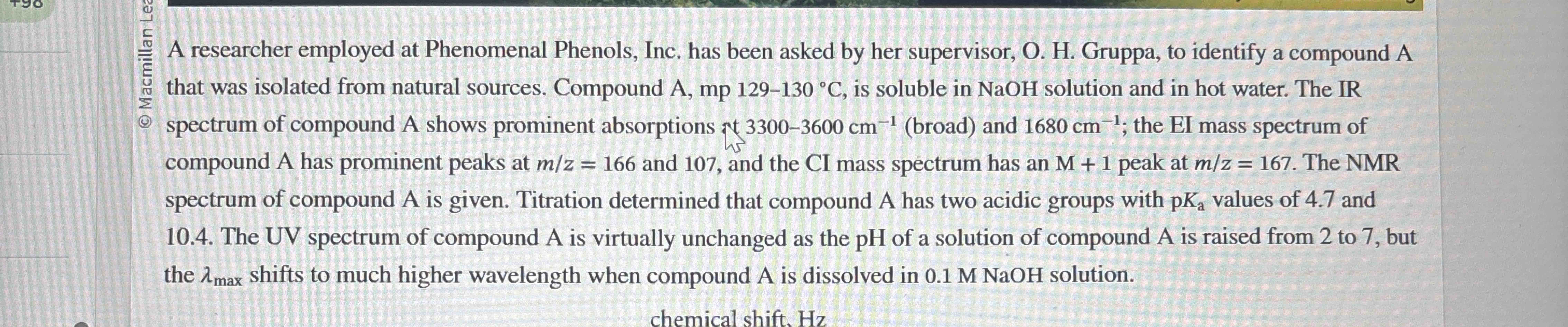 Solved A researcher employed at Phenomenal Phenols, Inc. | Chegg.com