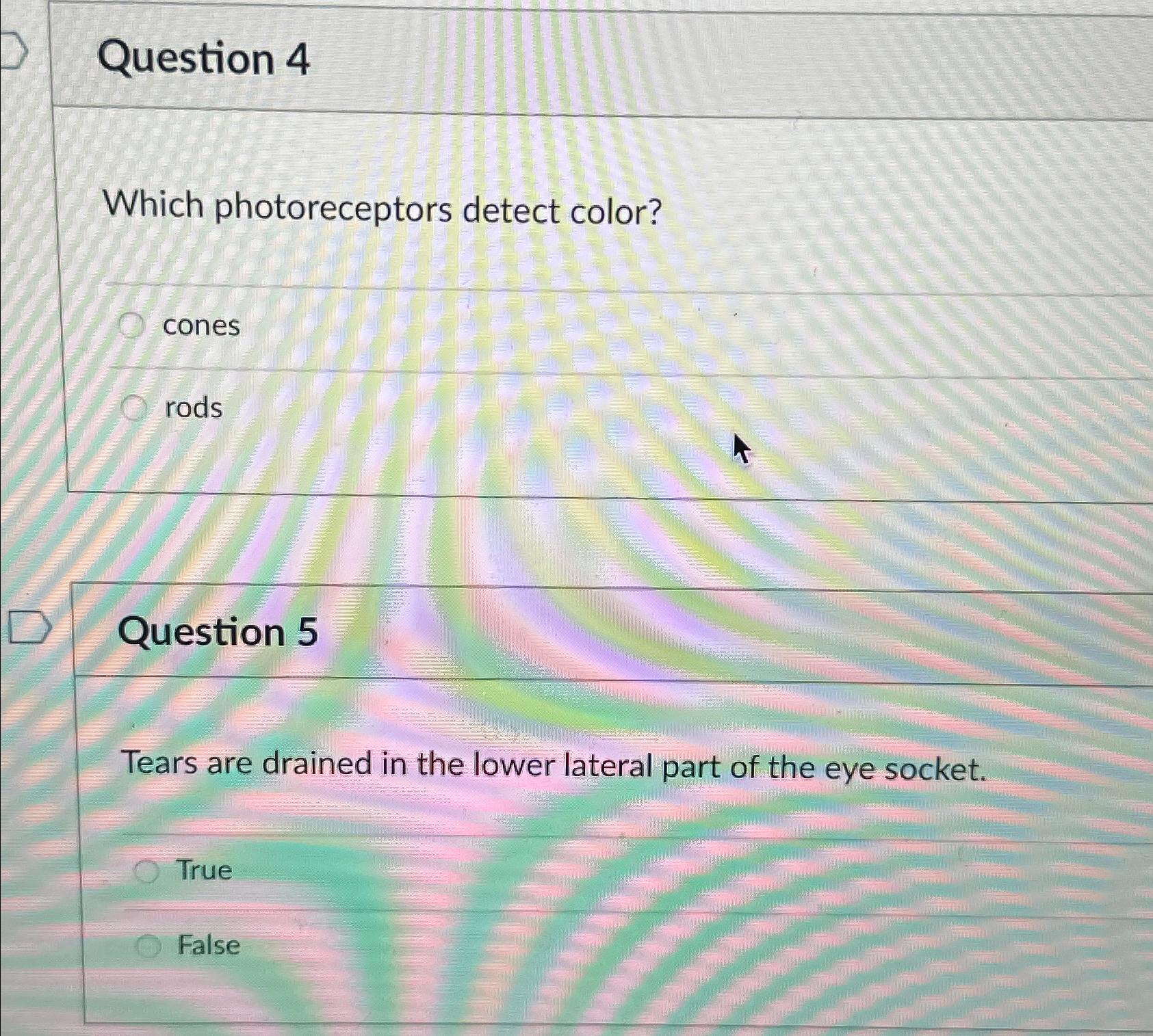 Solved Question 4Which photoreceptors detect