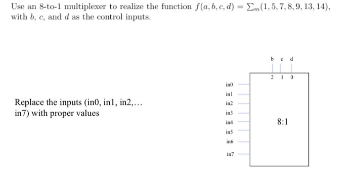 Solved Use an 8-to-1 multiplexer to realize the function | Chegg.com