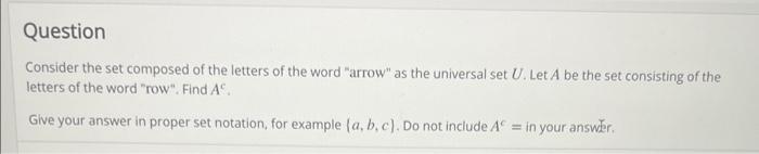 Solved Question Consider the set composed of the letters of | Chegg.com