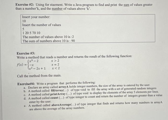 Solved Exercise #2: Using for staement. Write a Java program | Chegg.com