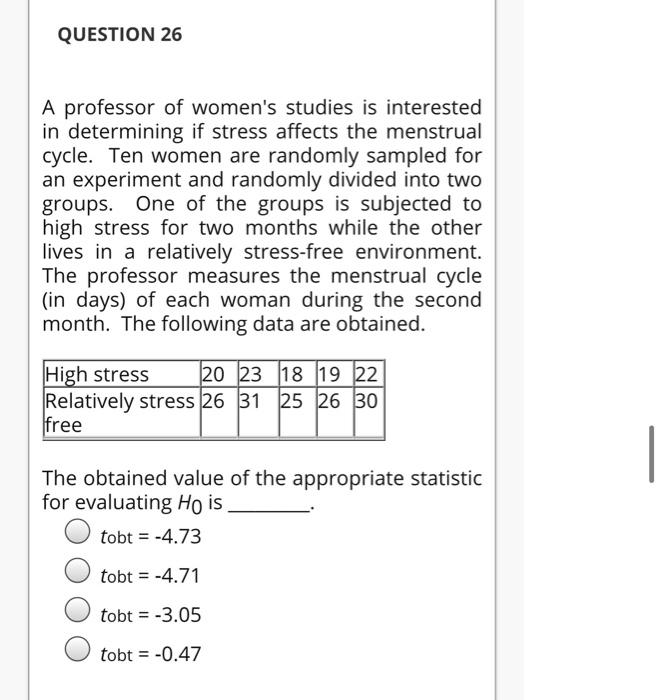 Solved QUESTION 23 If SS within = 126, N = 28, k = 4, then | Chegg.com