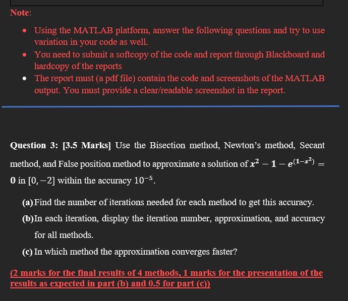 Solved Note:Using the MATLAB platform, answer the following | Chegg.com