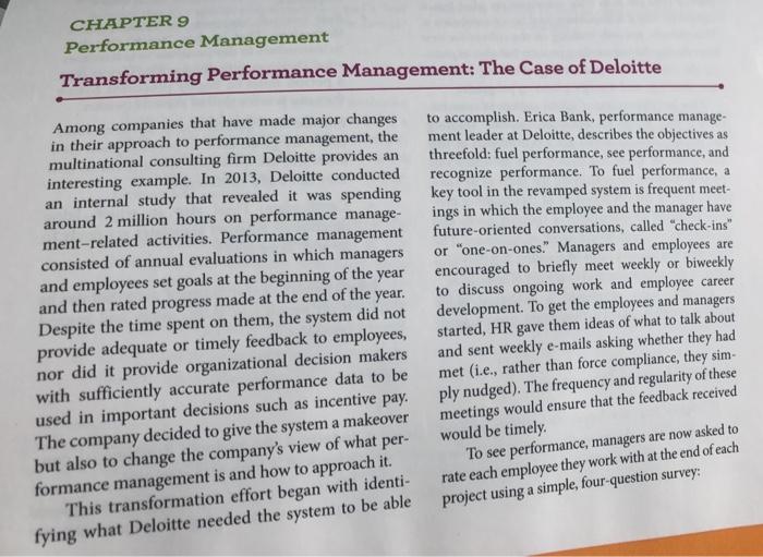 Solved CHAPTER 9 Performance Management Transforming Chegg