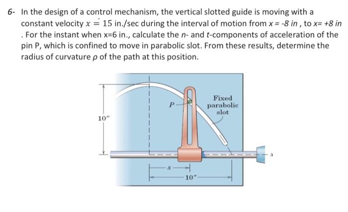 Solved 6- In the design of a control mechanism, the vertical | Chegg.com