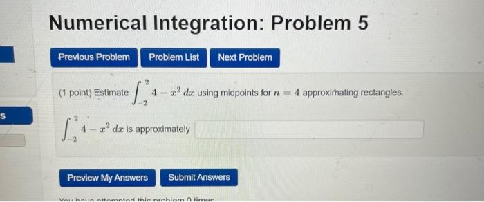 Solved Numerical Integration: Problem 2 Previous Problem | Chegg.com