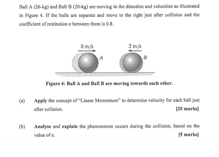 Solved Ball A (26-kg) And Ball B (20-kg) Are Moving In The | Chegg.com