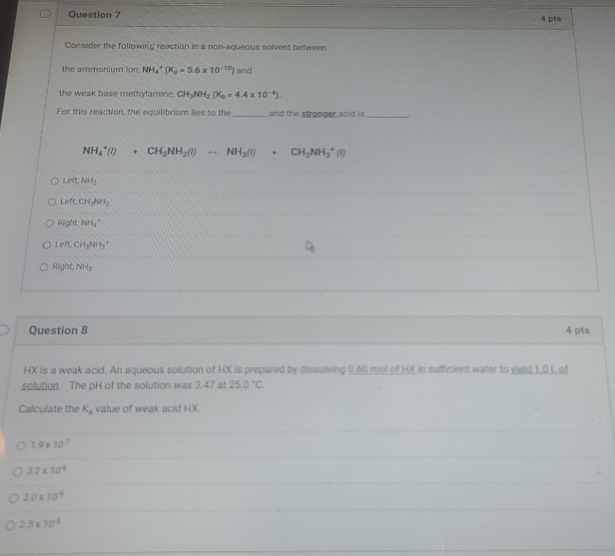 Solved Question 7 4 pts Consider the following reaction in a | Chegg.com