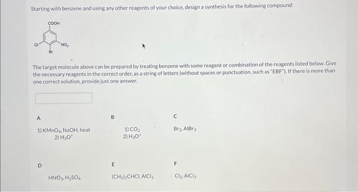 Solved Starting With Benzene And Using Any Other Reagents Of | Chegg.com