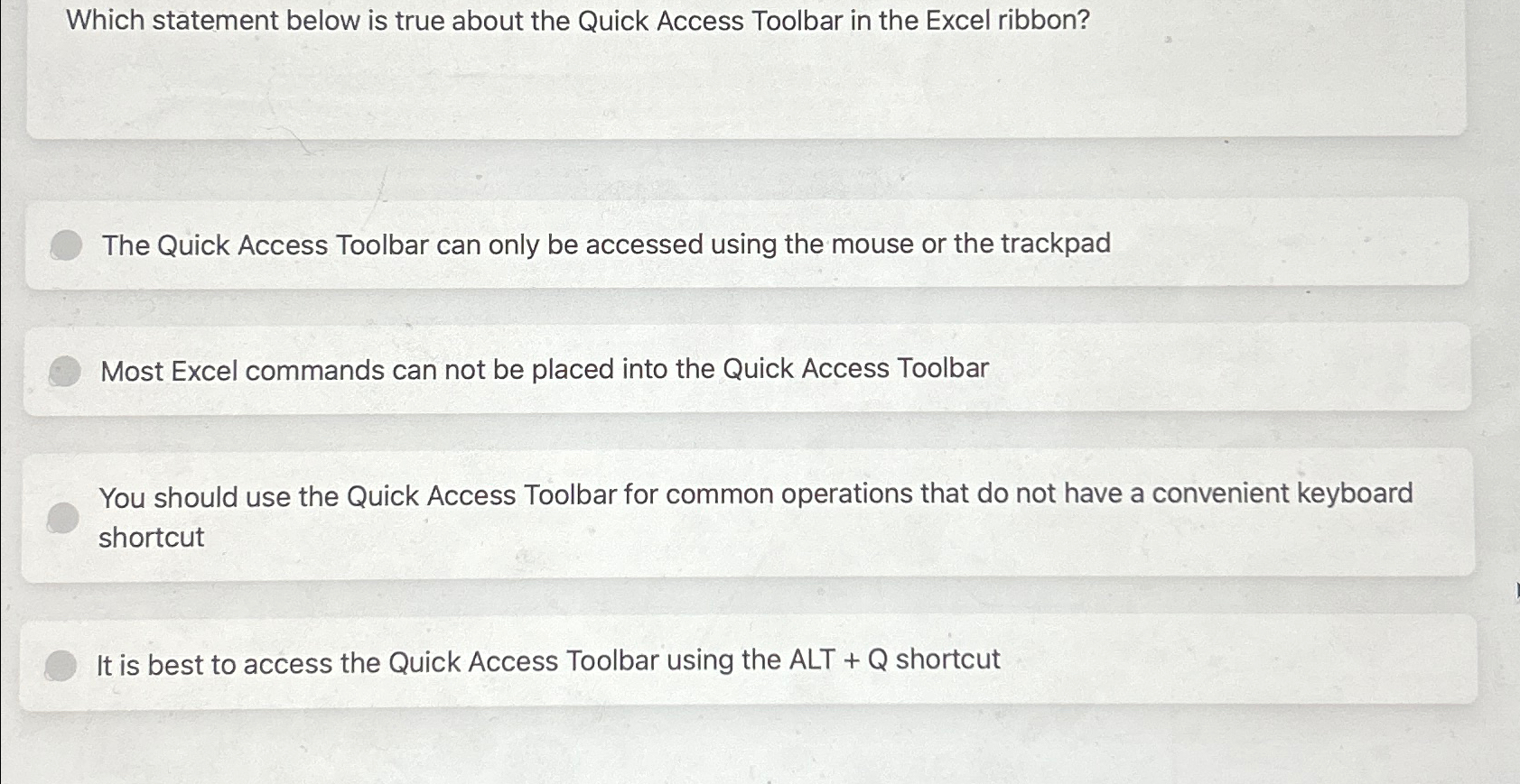 Solved Which statement below is true about the Quick Access | Chegg.com