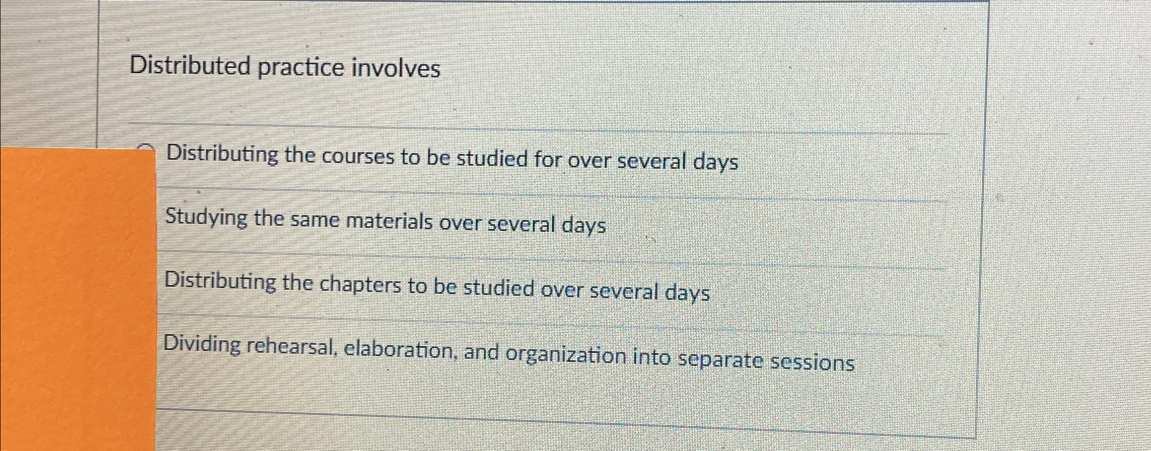 Solved Distributed practice involvesDistributing the courses | Chegg.com
