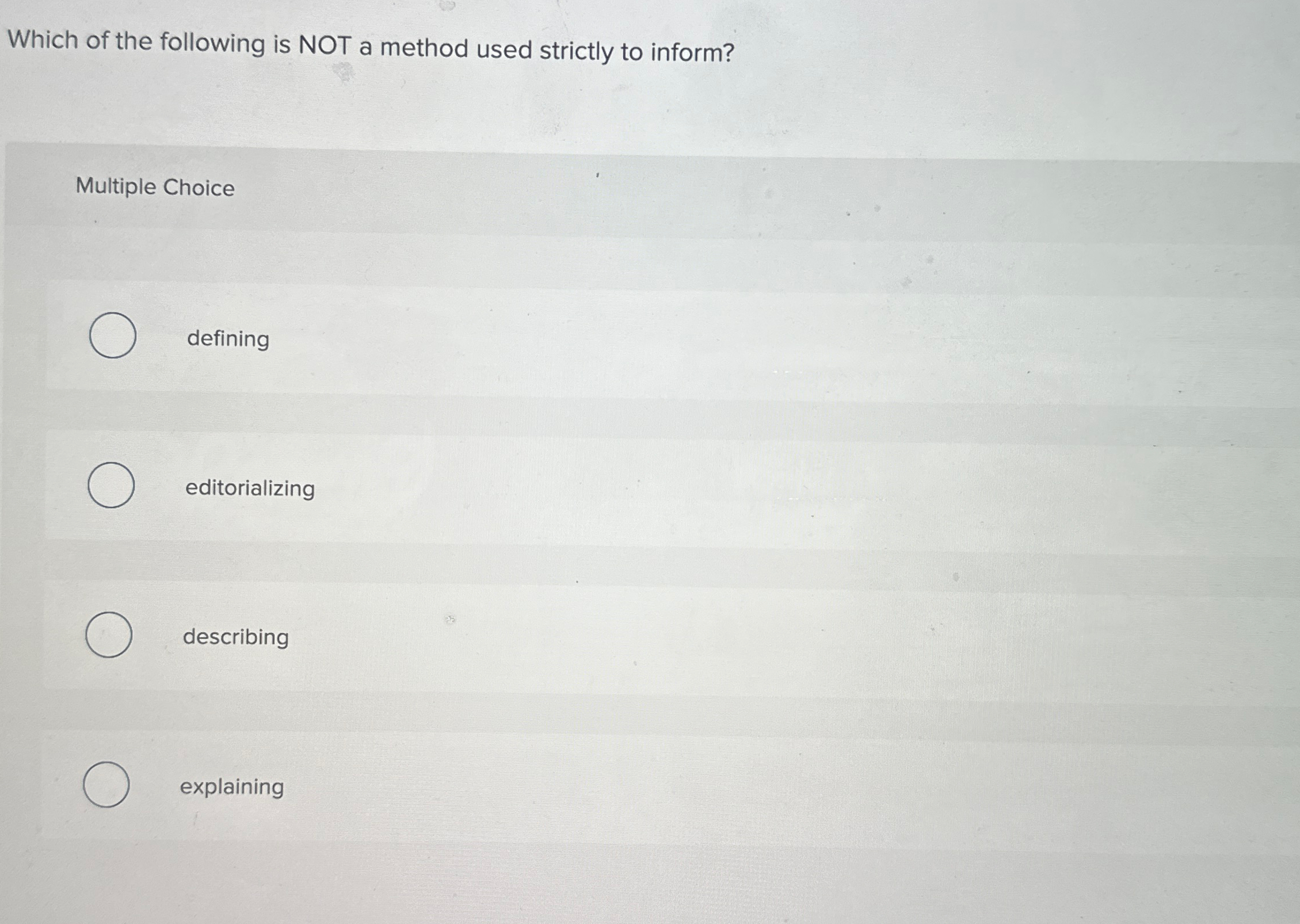 Solved Which of the following is NOT a method used strictly | Chegg.com
