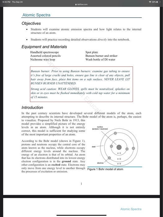 6 35 Pm Thu Sep 24 295 Labiow Atomic Spectra Chegg 