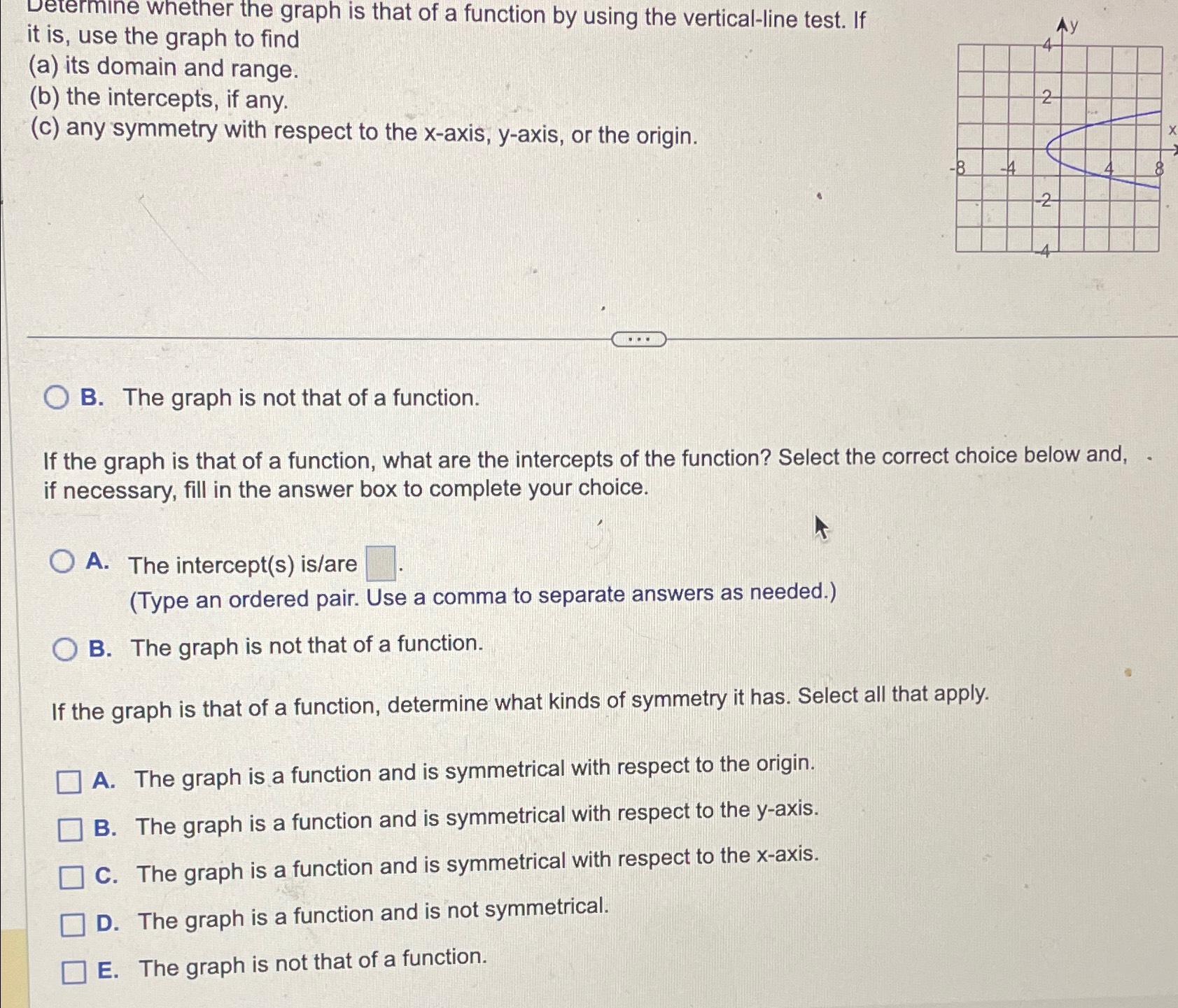 Solved Determine whether the graph is that of a function by | Chegg.com