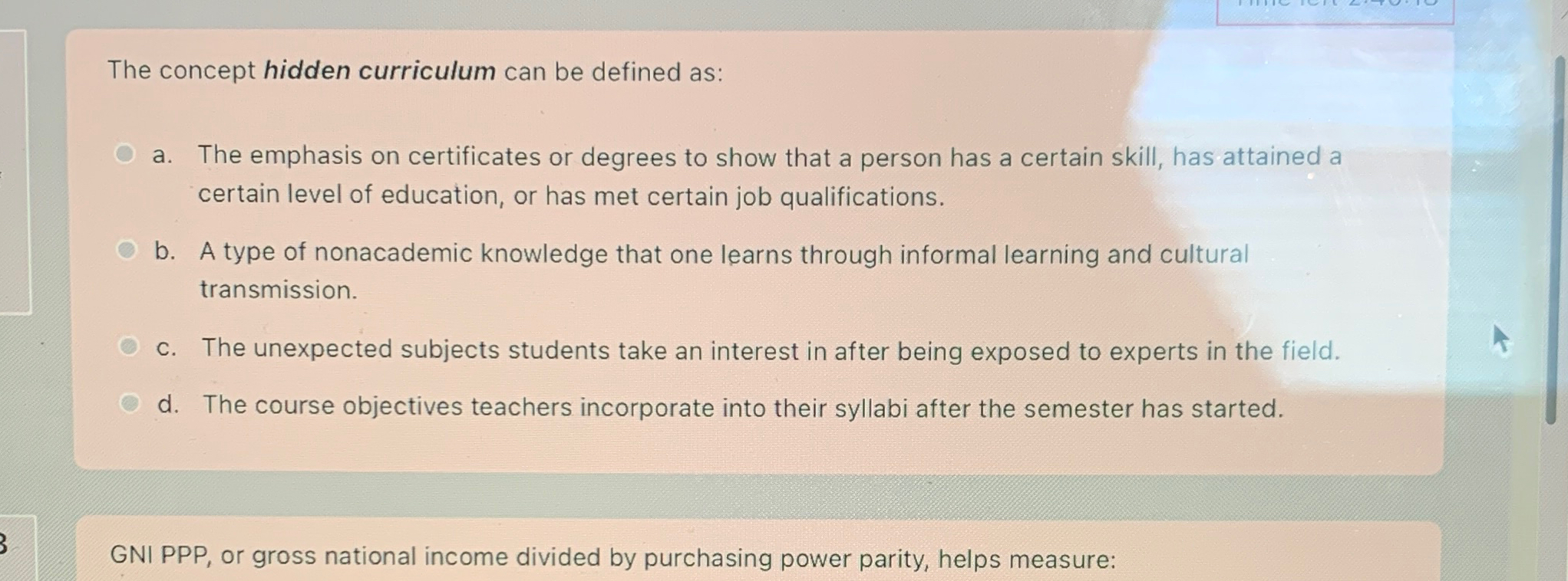 Solved The concept hidden curriculum can be defined as:a. | Chegg.com