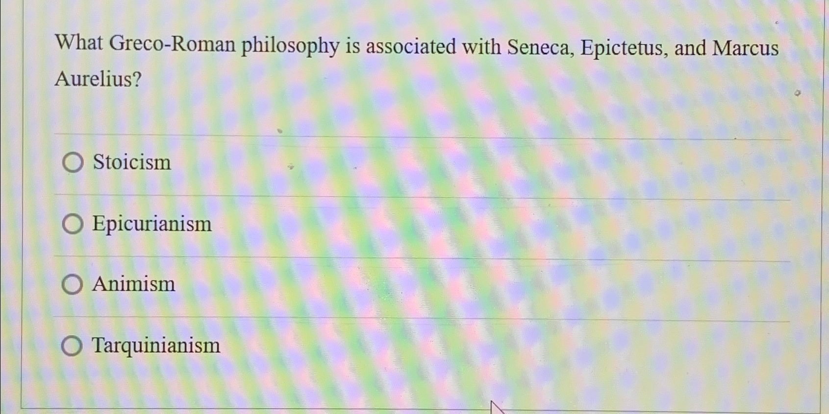 Solved What Greco-Roman philosophy is associated with | Chegg.com