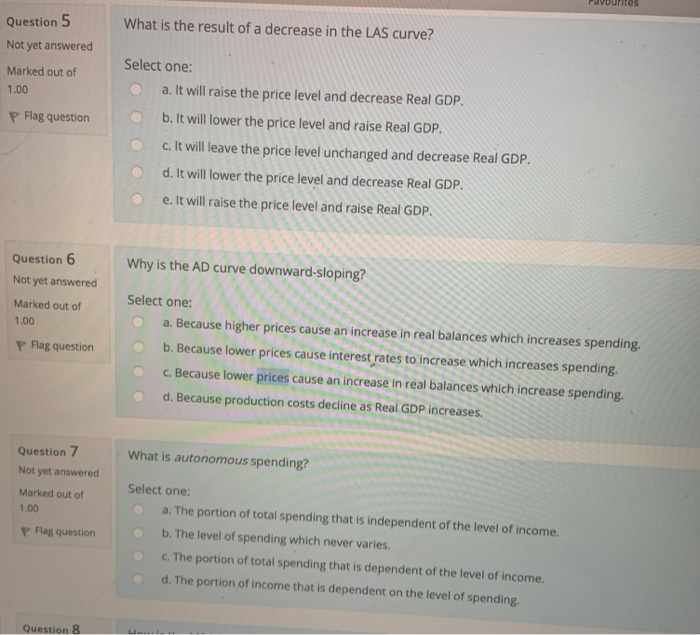 Solved dvourites What is the result of a decrease in the LAS | Chegg.com