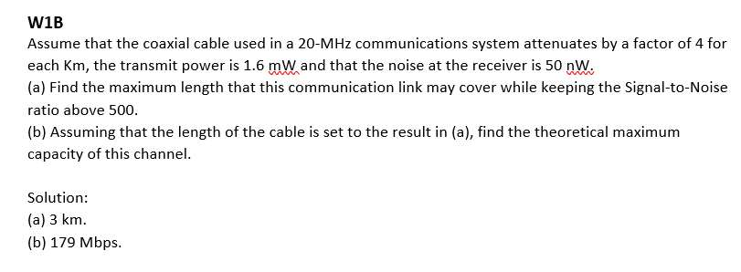 Solved W1BAssume that the coaxial cable used in a 20-MHz | Chegg.com