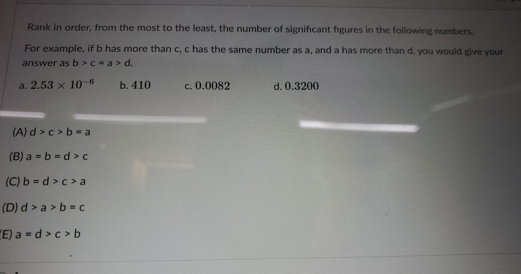 Solved Rank in order, from the most to the least, the number | Chegg.com