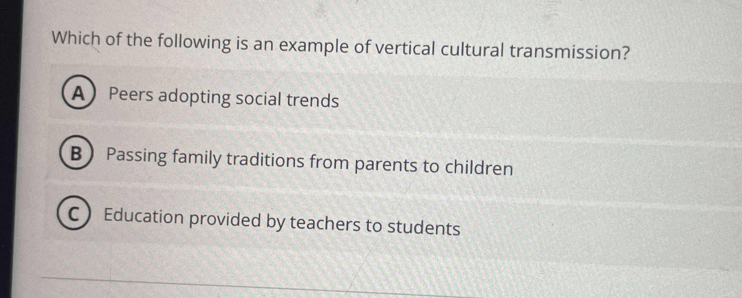 Solved Which of the following is an example of vertical