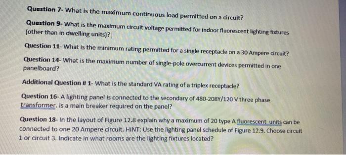 Question 7-What is the maximum continuous load | Chegg.com