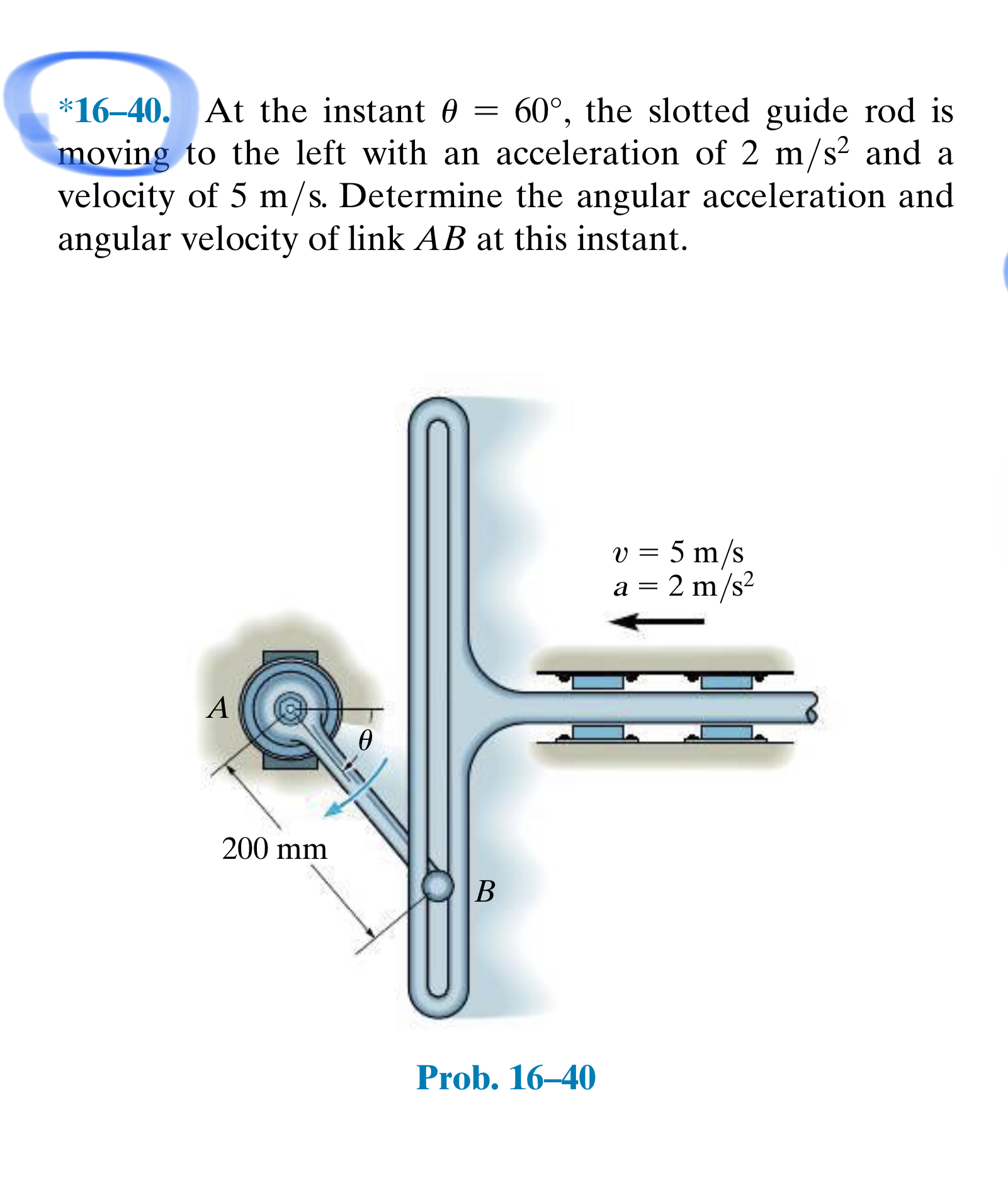 Solved *16-40. ﻿At the instant θ=60°, ﻿the slotted guide rod | Chegg.com