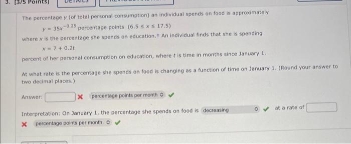 Solved The Percentage Y (of Total Personal Consumption) An | Chegg.com