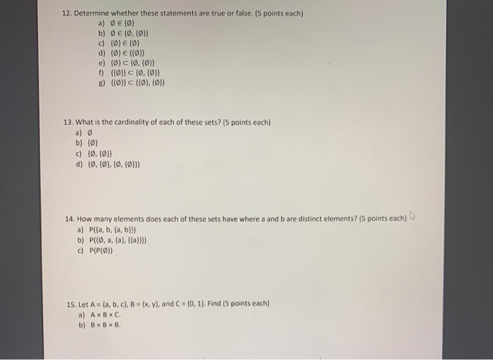 Solved 12 Determine Whether These Statements Are True Or Chegg Com