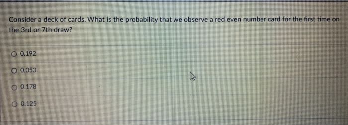 Solved Consider A Deck Of Cards. What Is The Probability | Chegg.com
