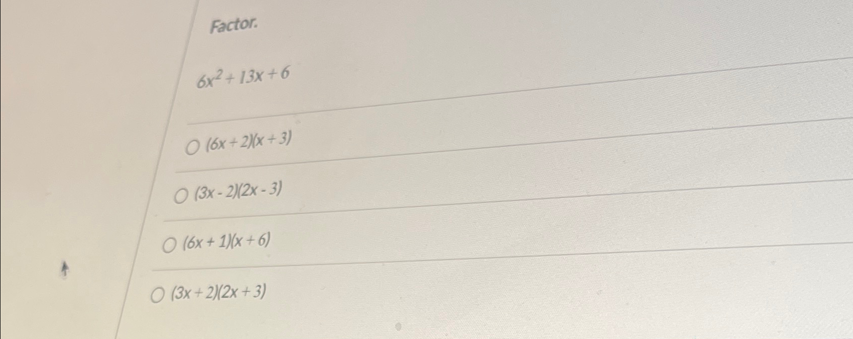 solved-factor-6x2-13x-6-6x-2-x-3-3x-2-2x-3-6x-1-x-6-3x-chegg