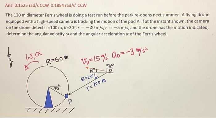 Solved The 120 m diameter Ferris wheel is doing a test run | Chegg.com