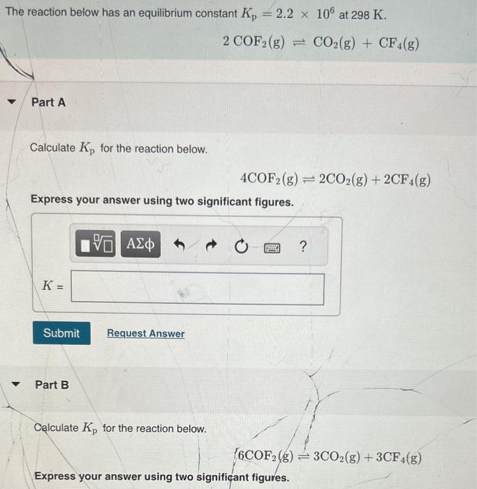 Solved The reaction below has an equilibrium constant | Chegg.com