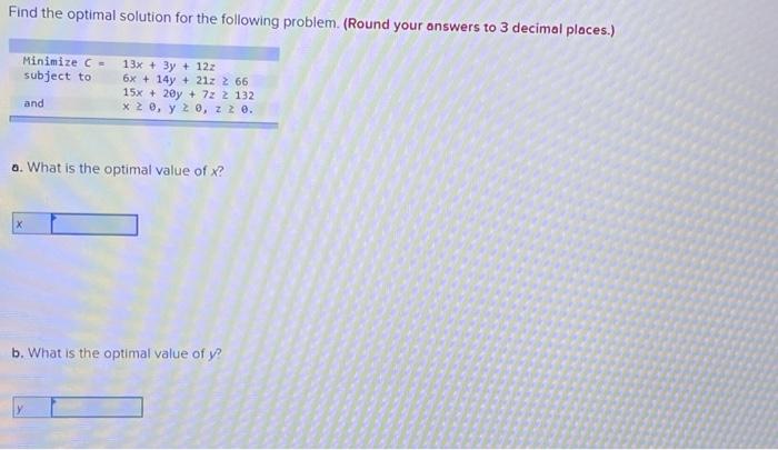 Solved Find the optimal solution for the following problem. | Chegg.com