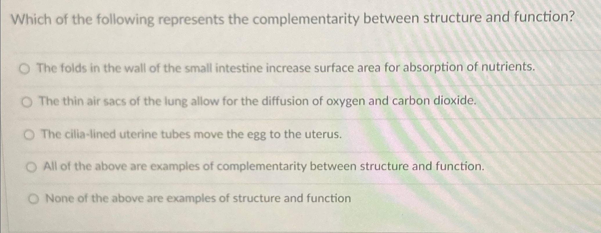 Solved Which of the following represents the complementarity | Chegg.com