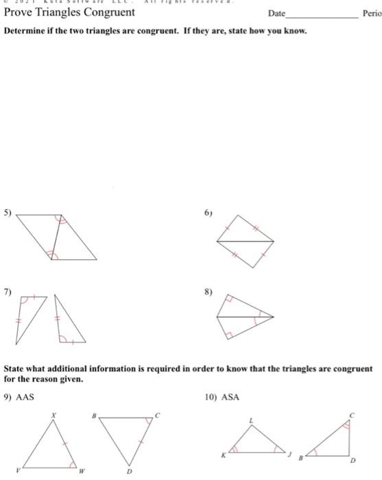 Solved Perio Prove Triangles Congruent Date Determine if the | Chegg.com