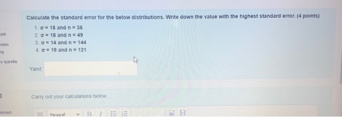 Solved ad Calculate the standard error for the below | Chegg.com