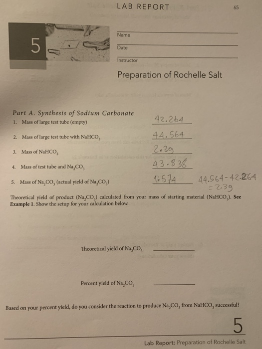 Solved LAB REPORT 65 Name 5. Date Instructor Preparation of
