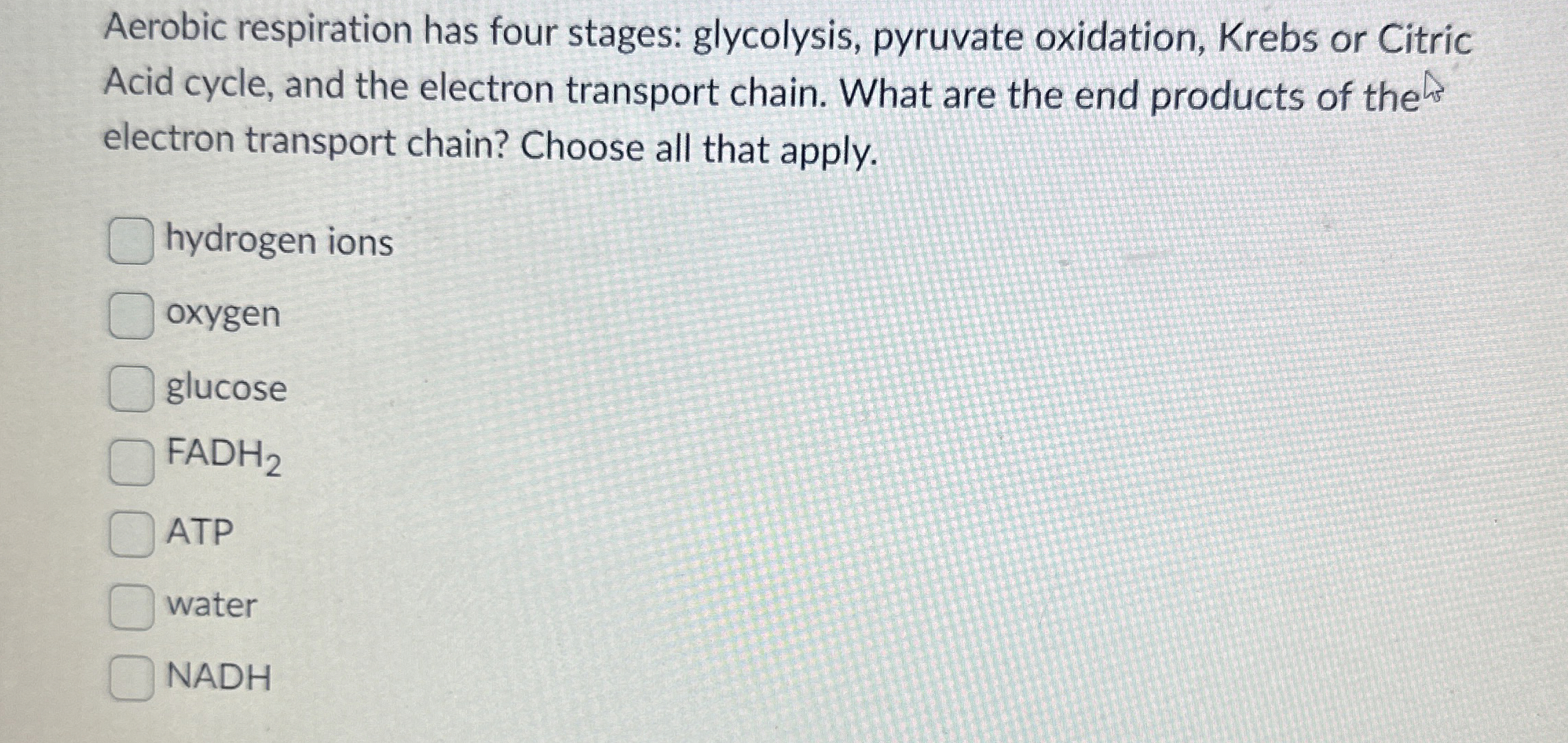 Solved Aerobic respiration has four stages glycolysis,