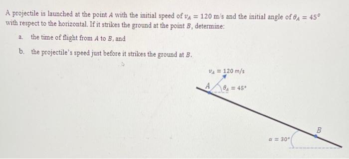 Solved A Projectile Is Launched At The Point A With The | Chegg.com