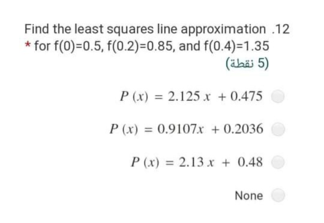 Solved Find the least squares line approximation .12 * for | Chegg.com