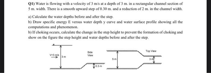 Solved Q1) Water is flowing with a velocity of 3 m/s at a | Chegg.com
