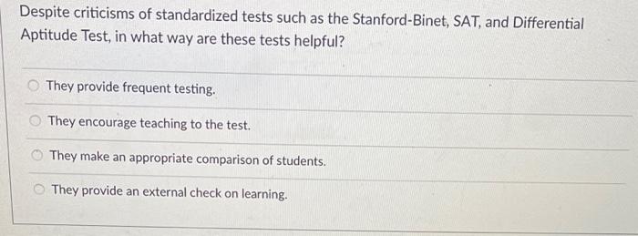 Solved The many different types of standards-based and | Chegg.com