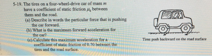 Solved 5-19. The tires on a four-wheel-drive car of mass m | Chegg.com