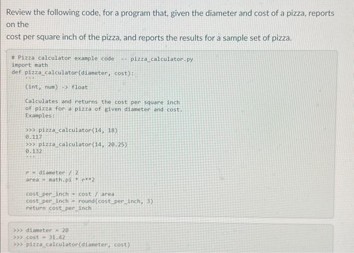 Solved Review The Following Code For A Program That Given