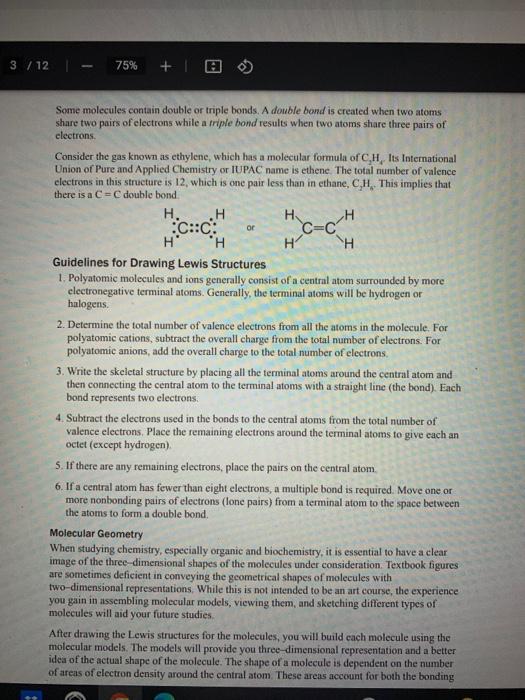 Solved Lewis Structures and Molecular Geometry Introduction | Chegg.com